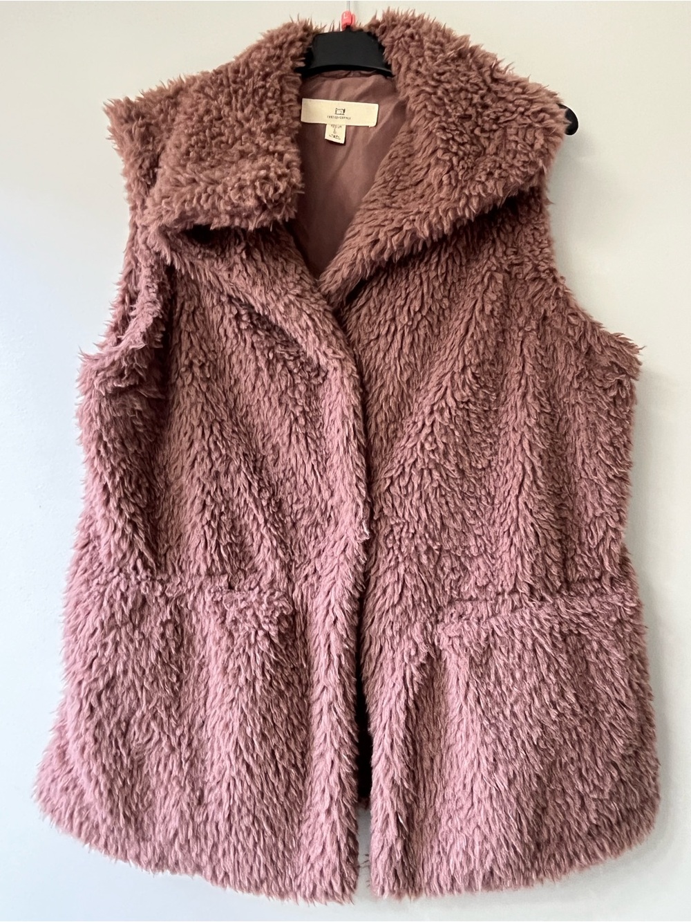 Thread & Supply Plush Soft Sleeveless Teddy Vest in Dusty Rose
